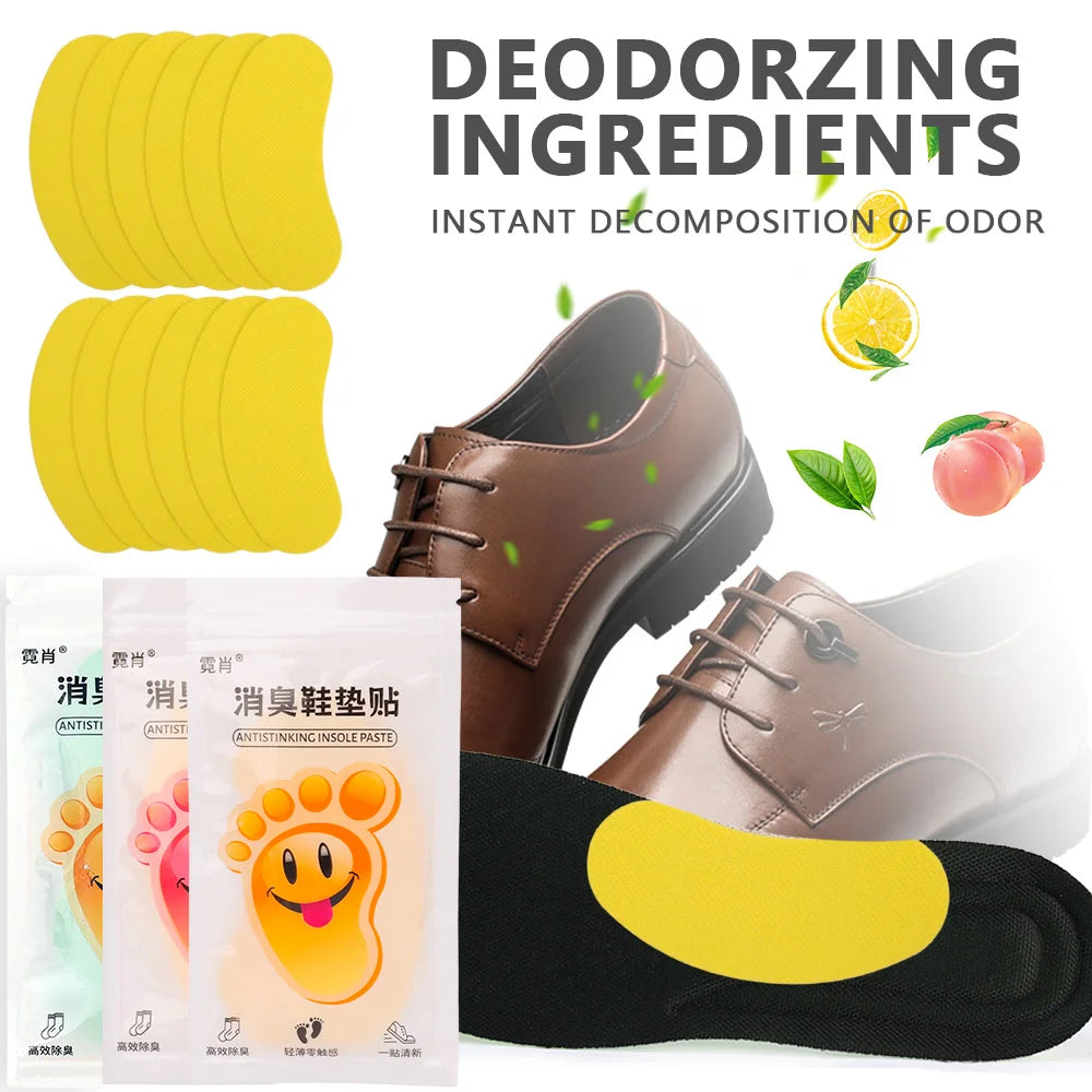 12/120Pcs Shoes Deodorant Sticker Deodorant Foot Odor Sneaker Smell Fresh Fruity Aroma Insole Sterilization Sticker Wholesale