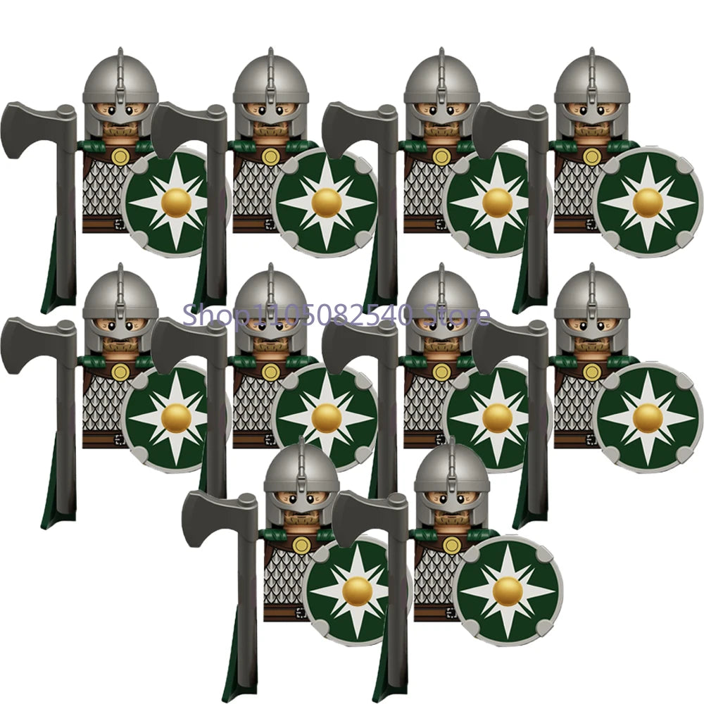 MOC Military Soldier Movie Character Building Blocks Accessories Medieval Castle Knight Helmet Shield Mini Brick Gift Toy E008