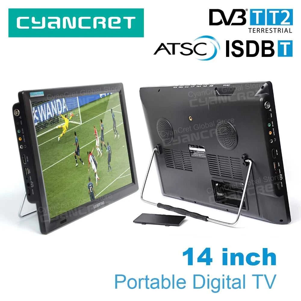 LEADSTAR D14 14" Portable TV DVB-T2 TDT ATSC ISDB-T Analog Mini Small Car Television Without Battery Support HD-IN H.265 AC3 The jack market .AU The jack market .AU Home $ 207 <none>