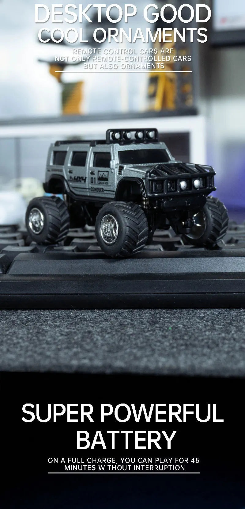 1/64 RC Car Mini HG4-221 Off-Road Vehicle Simulation Hummer 2.4G Remote Control Climbing Car with APP Lights Control Gifts Toys
