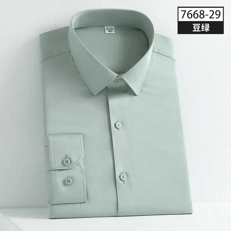 New Spring and Autumn Social Dress Ice Silk Long Sleeve Men's Shirt Business No Iron Casual Fit Pure White High Quality The jack market .AU The jack market .AU Men Fashion $ 41 14:771#21;5:100013888