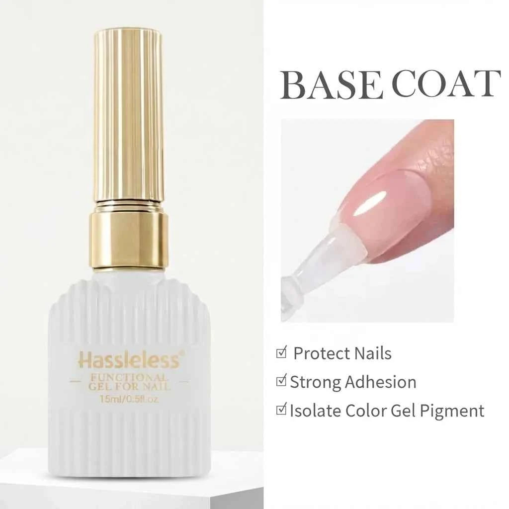 Hassleless  15ml No-Wipe Gel Nail Polish  (Base Coat  Top Coat) / LED Gel Removable Nail Polish