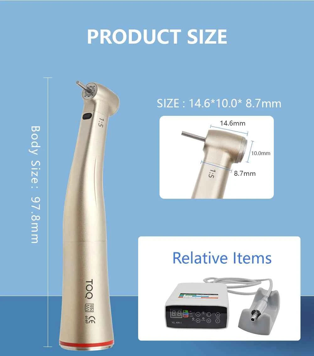 TOQ Dental 1:5  increasing red ring Fiber optic contra angle handpiece Push Button dental handpiece dentist tools
