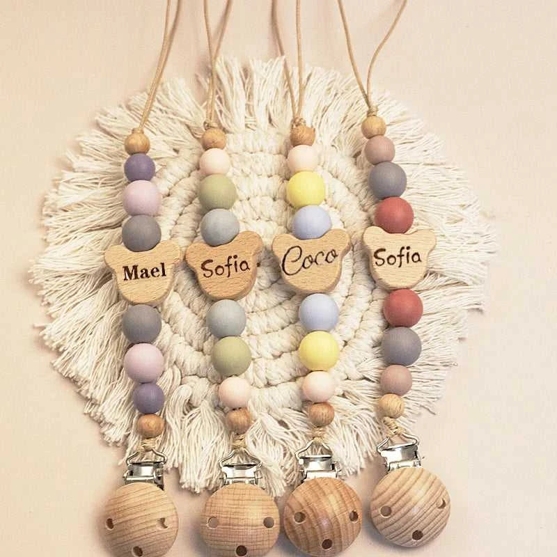 Custom Name Wooden Personalized Baby Pacifier Chain Silicone Bead Dummy Nipple Holder Guard Teether Pendant Newborn Gift Stuff The jack market .AU The jack market .AU Mum & Kids: Essential Products for Every Family $ 29 14:365016#NO.15
