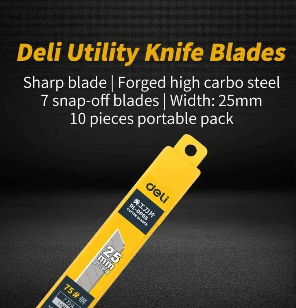 Deli 10Pcs Stainless Steel Snap-Off Utility Knife Blades for Retractable Cutters