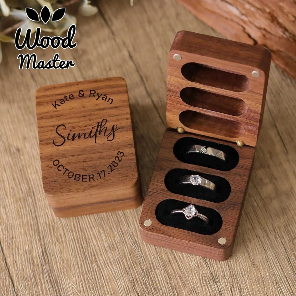 Custom Engraved Wooden Ring Box - Personalized Walnut Jewelry Holder for Engagement, Wedding, Anniversary, Proposal, and Gift St The jack market .AU The jack market .AU Jewellery & Chains $ 54 14:1052#RB604-Design 8