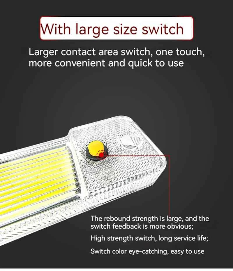 Car Reading Light COB High-brightness thin 12V/24V LED Cabin Interior Light Dome Lamp With Switch For Van Lorry Truck RV Camper