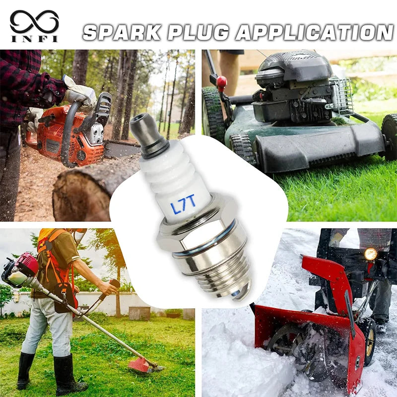 2pcs L7T Spark Plugs for 33-49cc 2-Stroke Engine, Fits Chainsaws, Lawn Mowers, Hedge Trimmers, Brush Cutter, Mini Chopper, Bikes