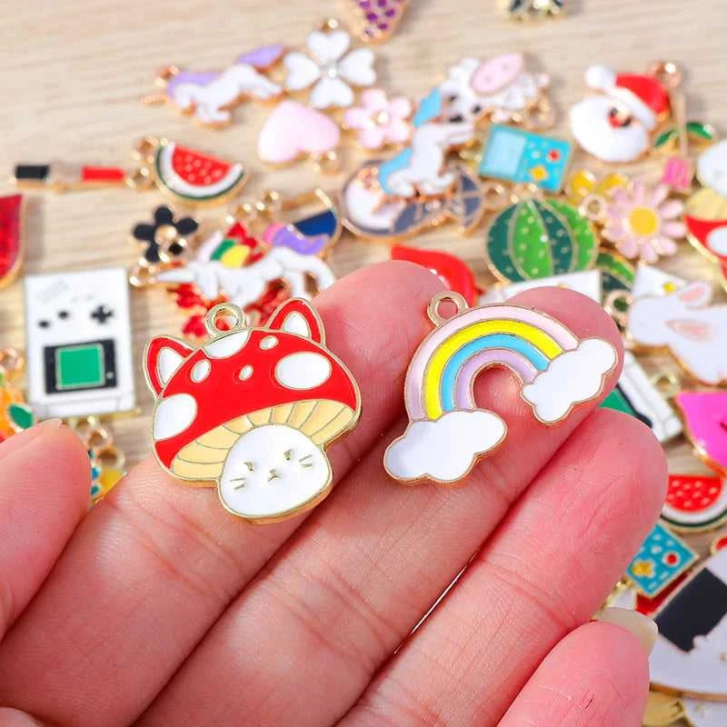 Tusember Mixed Gold Color Alloy Enamel Cute Heart Flower Fruit Charms Pendants For DIY Earrings Bracelet Jewelry Accessories The jack market .AU The jack market .AU Jewellery & Chains $ 50 200001033:200006253#random mix 20pcs