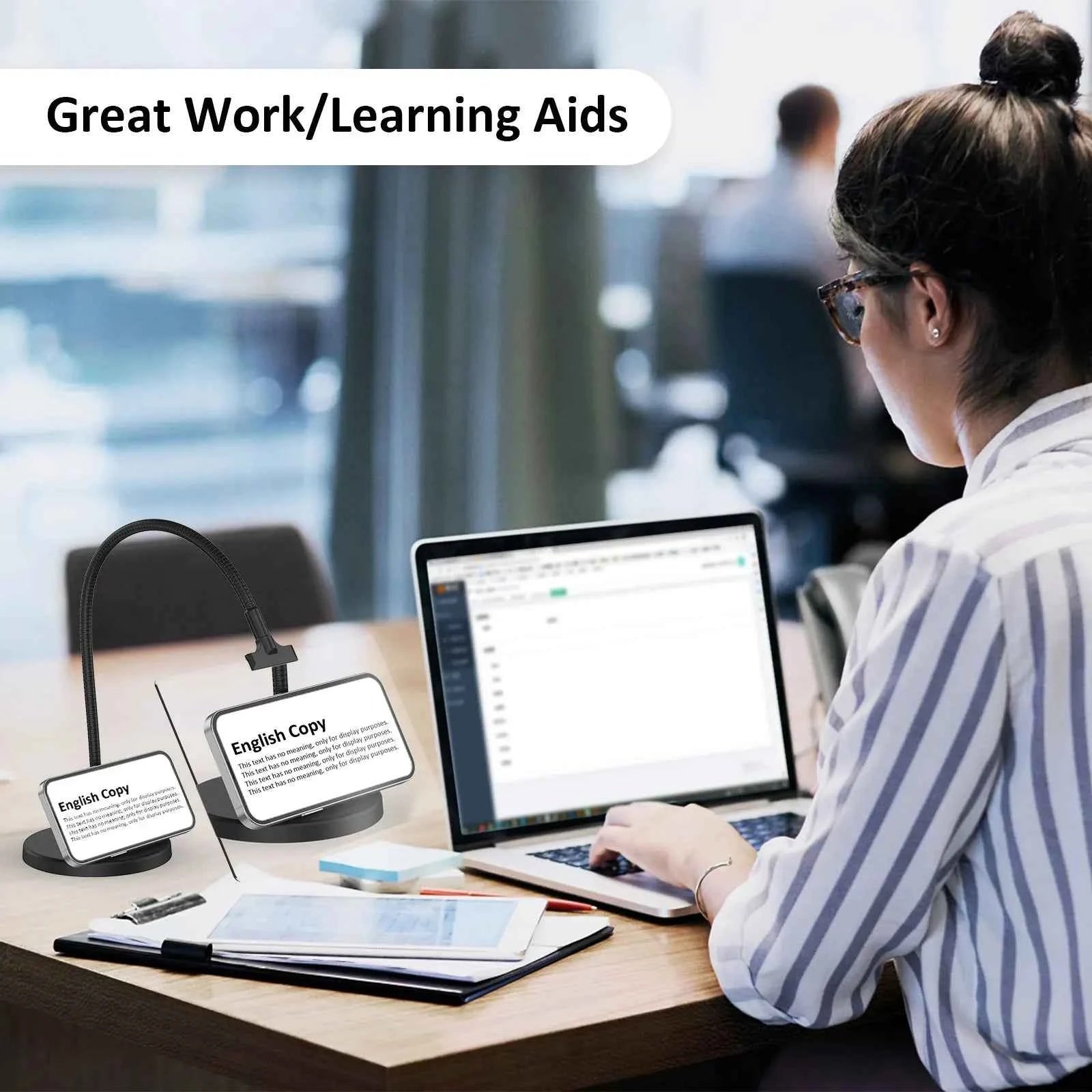 MagnifyPro Full-Page Magnifier - 4X & 5X Flexible Hands-Free Lens for Effortless Reading & Enhanced Clarity for All Ages