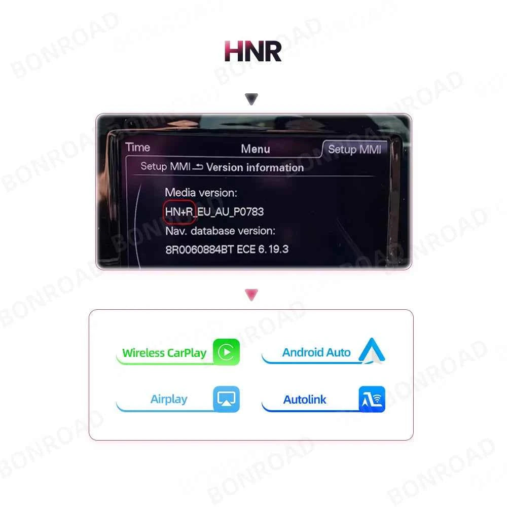 BONROAD Wireless CarPlay Android Auto Interface Adapter for Audi A1 Q3 2013-2018 RMC HNR with AirPlay Mirror Link