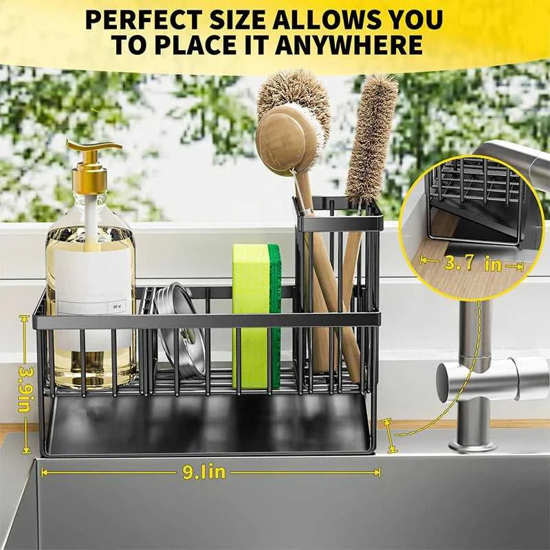 Stainless Steel Sink Sponge Drain Rack Multi-functional Countertop Faucet Soap Rack Dish Towel Storage Filter Basket The jack market .AU The jack market .AU Home $ 67 14:201527806#black-3