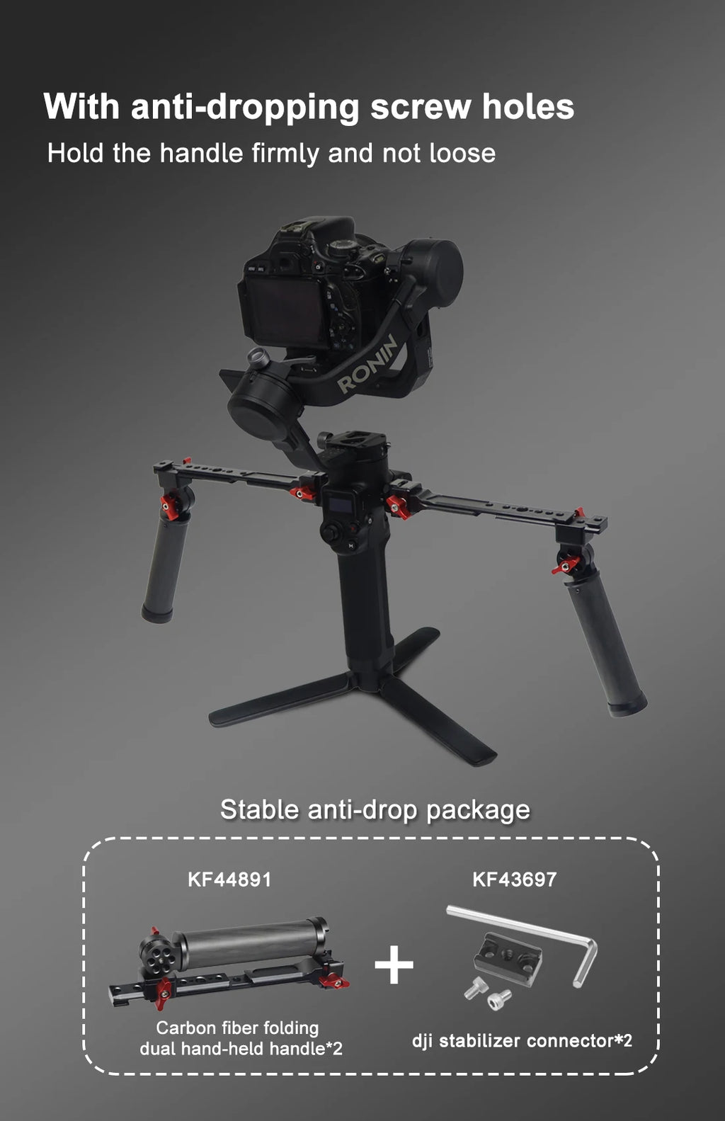 Carbon Fiber L Bracket Handle Grip Foldable Cold Shoe Mount Clamp for DJI Ronin RS3 RS4 Mini RS2 RSC2 Handheld Gimbal Stabilizer