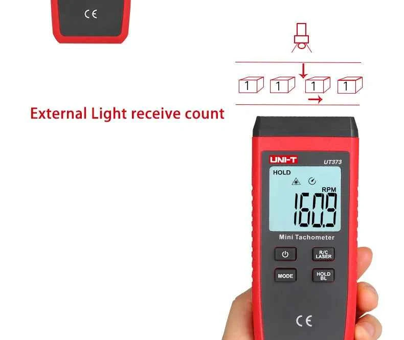 UNI-T Mini Digital Laser Tachometer - Non-Contact RPM Measurement up to 99,999 RPM with Backlight