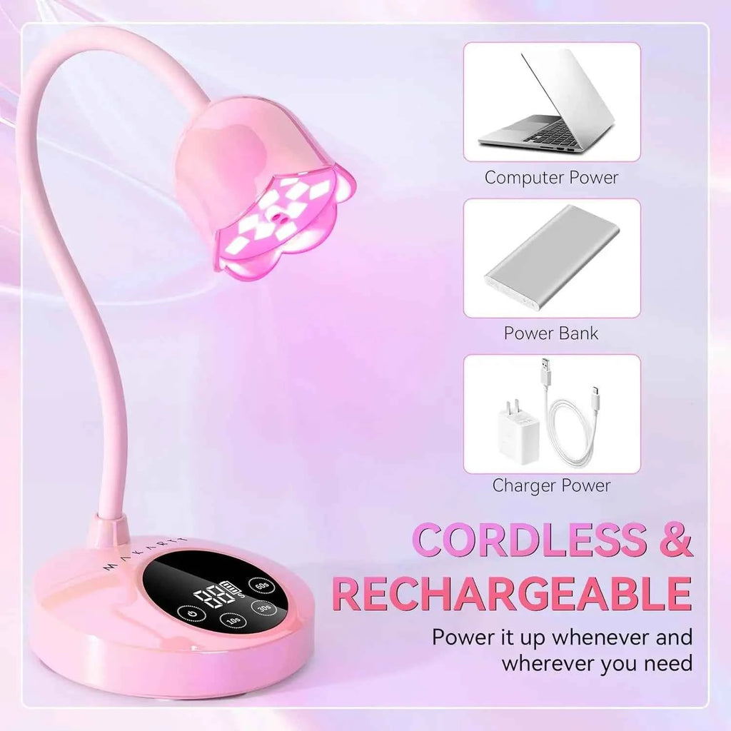 Makartt Mini UV LED Nail Lamp - Rechargeable & Fast-Curing Gooseneck Design for Perfect Gel Nails at Home
