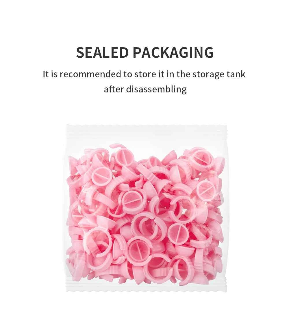 GLAMLASH Disposable Eyelash Extension Glue Rings - 100 Pcs for Effortless Application & Precision Pigment Holding