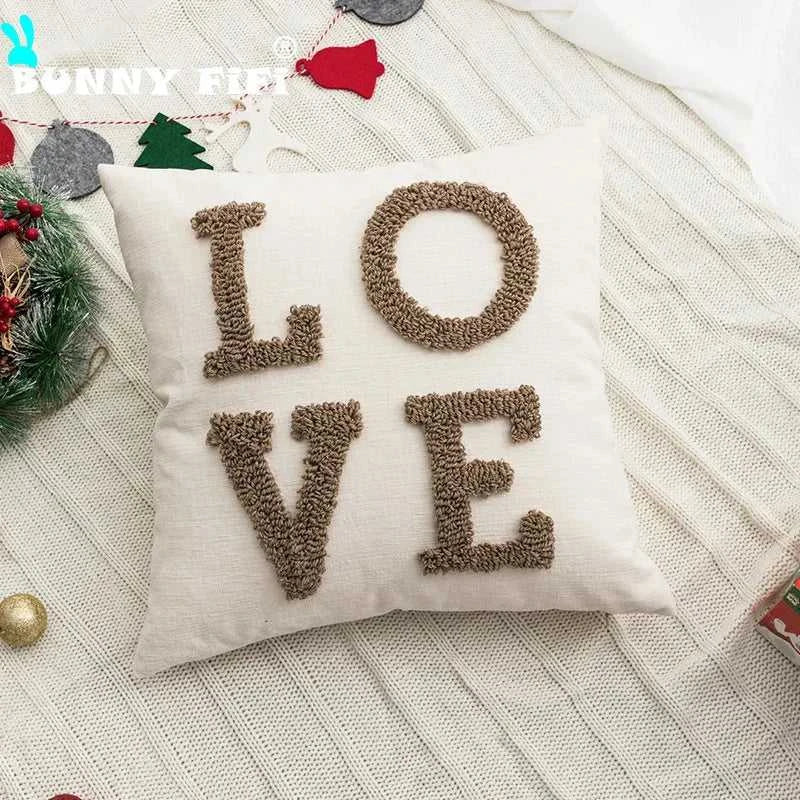 Beige Heart Tree Sugar Christmas Cushion White Red Pillow Cover for Home Decoration Soft Chenille Plush Tufted Emboridered The jack market .AU The jack market .AU Home $ 43 14:201619812#Love
