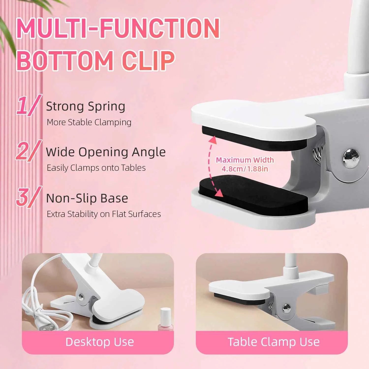 UV LED Light for Nails Polish Drying Lamp 360° Flexible Clip-on Desk Clip Mini USB Portable Nail Dryer Manicure Salon Tools