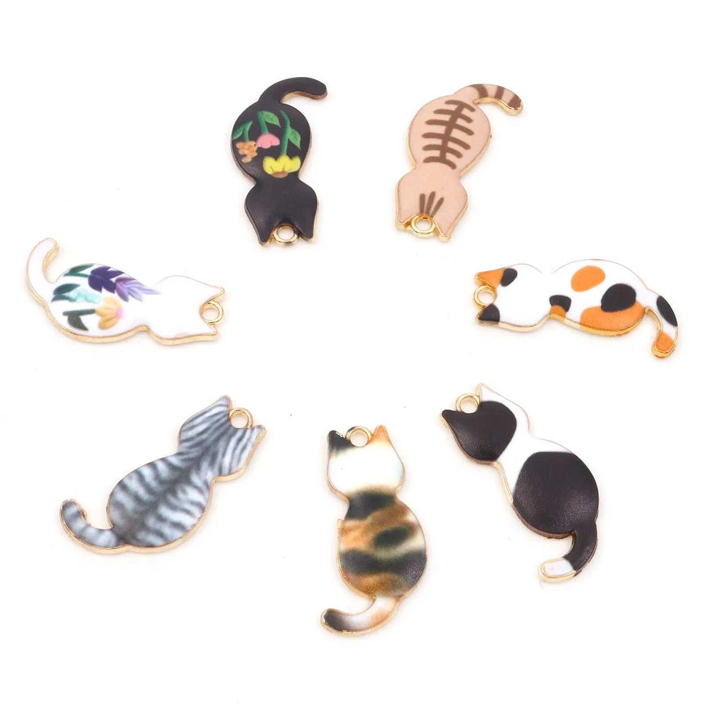 10PCs Cute Enamel Charms Pendants Gold Color Multicolor Cat Animal Charms DIY Necklace Bracelets Jewelry Making 3cm x 1.6cm The jack market .AU The jack market .AU Jewellery & Chains $ 47 200001033:361187#6