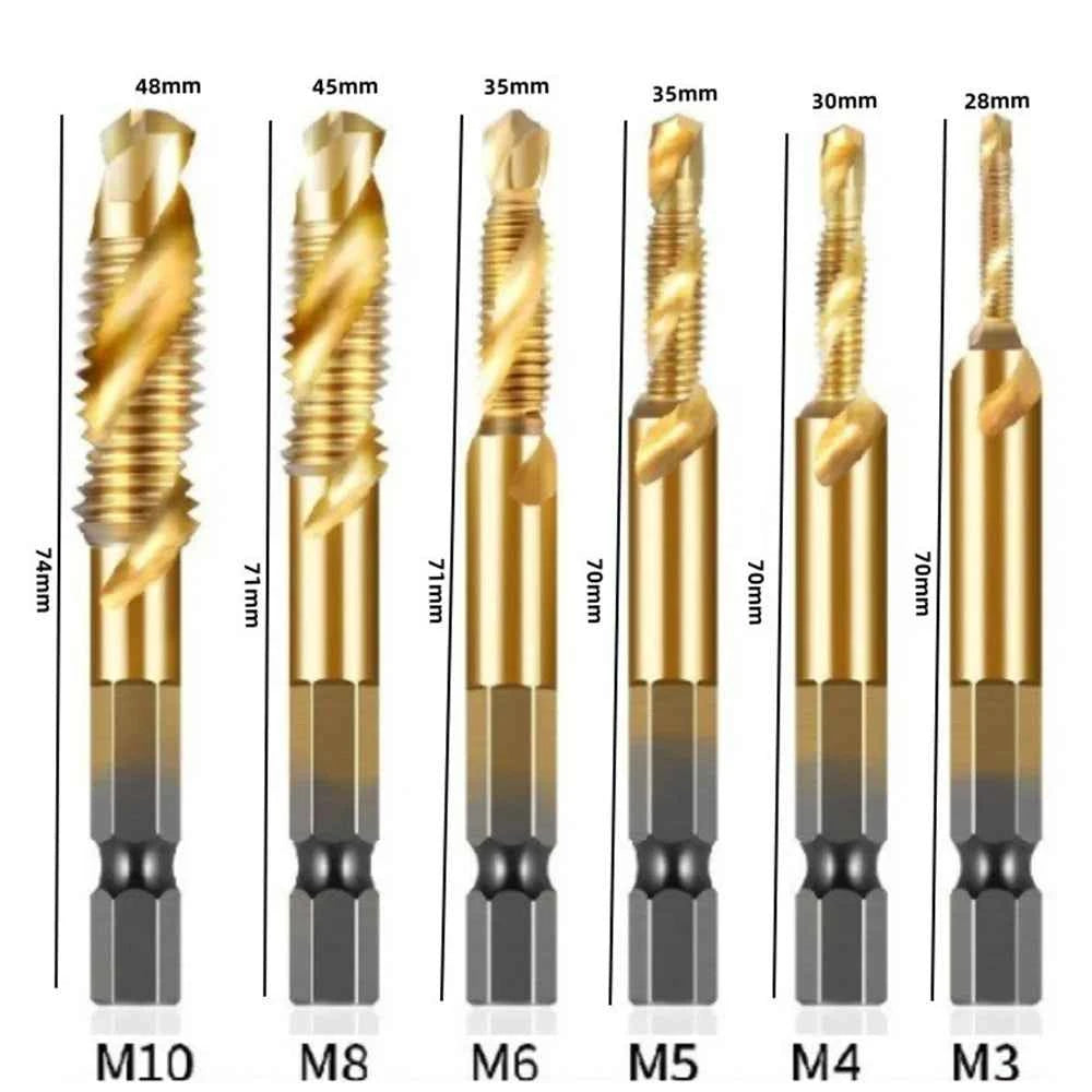 Titanium Plated 6pc HSS Tap and Drill Set - High-Speed Performance for Ultimate Precision