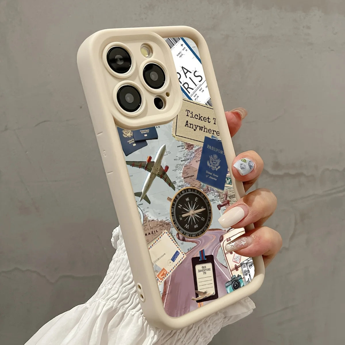 Airplane Map Plain Case for iPhone 16 E 15 14 13 12 Mini 11 Pro Max XS X 8 7 Plus SE Liquid Soft Silicone Shockproof Back Cover