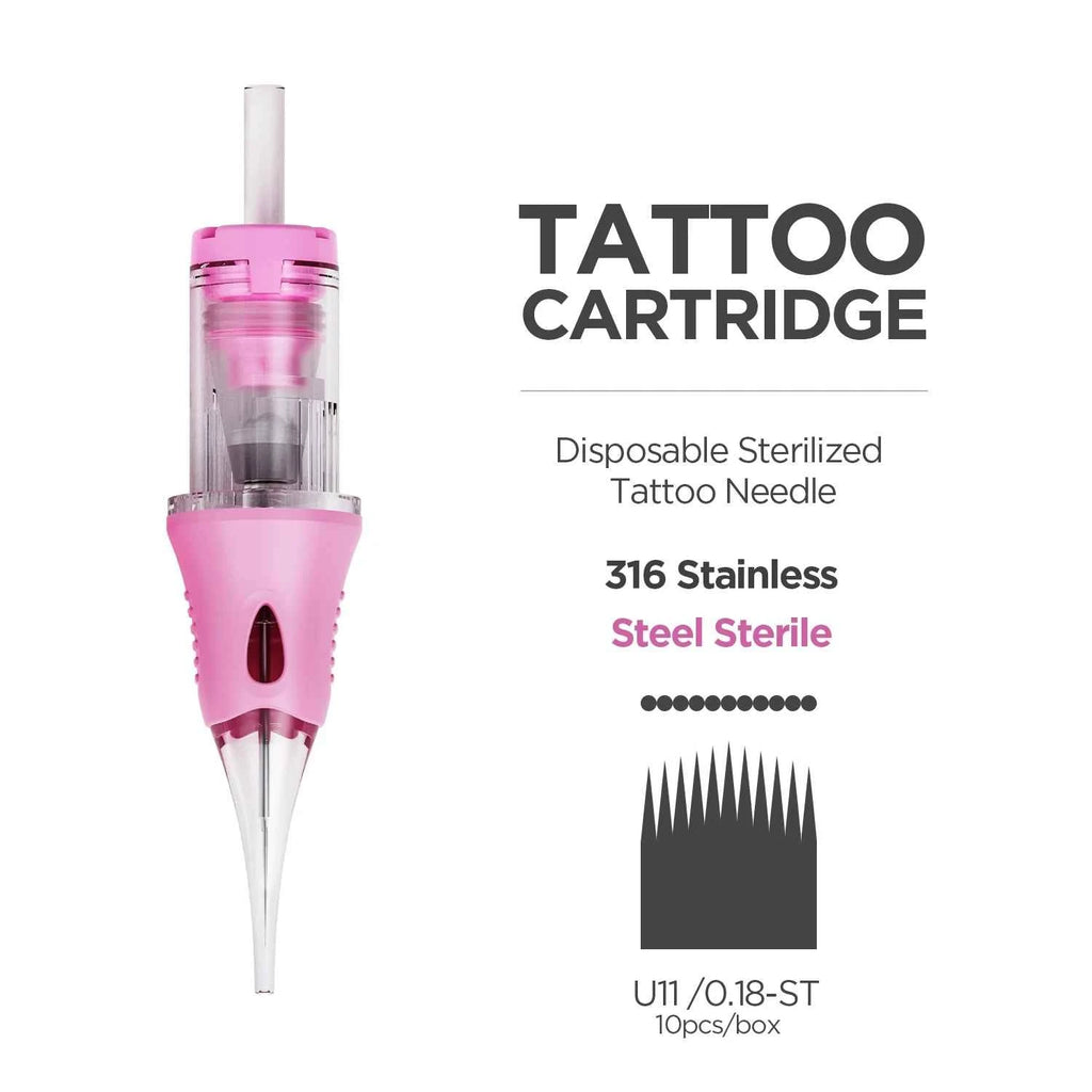 10pcs PMU Universal Disposable Tattoo Needle Cartridges round Liner Sterilized Safety Needle 0.18/0.25/0.30mm for Tattoo Artists