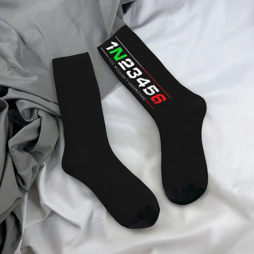 All Season Socks 1N23456 Motorcycle Gear Biker Merch for Female Male Non-slip Socks All Seasons Birthday Present