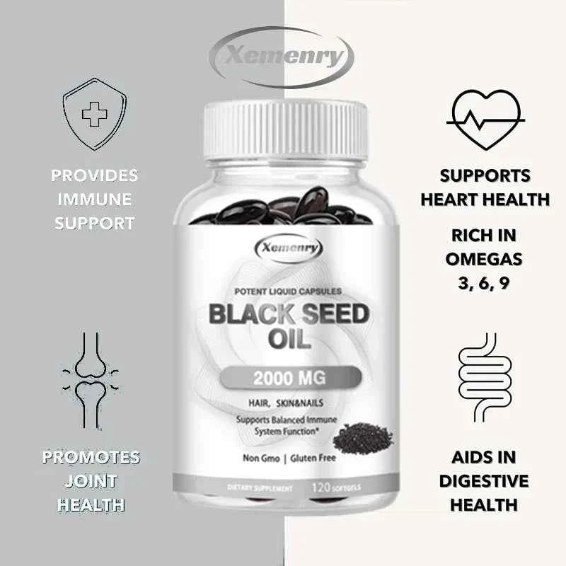 Vegan Black Seed Oil Capsules - Pure Cold Pressed - Black Cumin Seed Oil Capsules, Non-GMO Vegan Black Seed Oil Supplement
