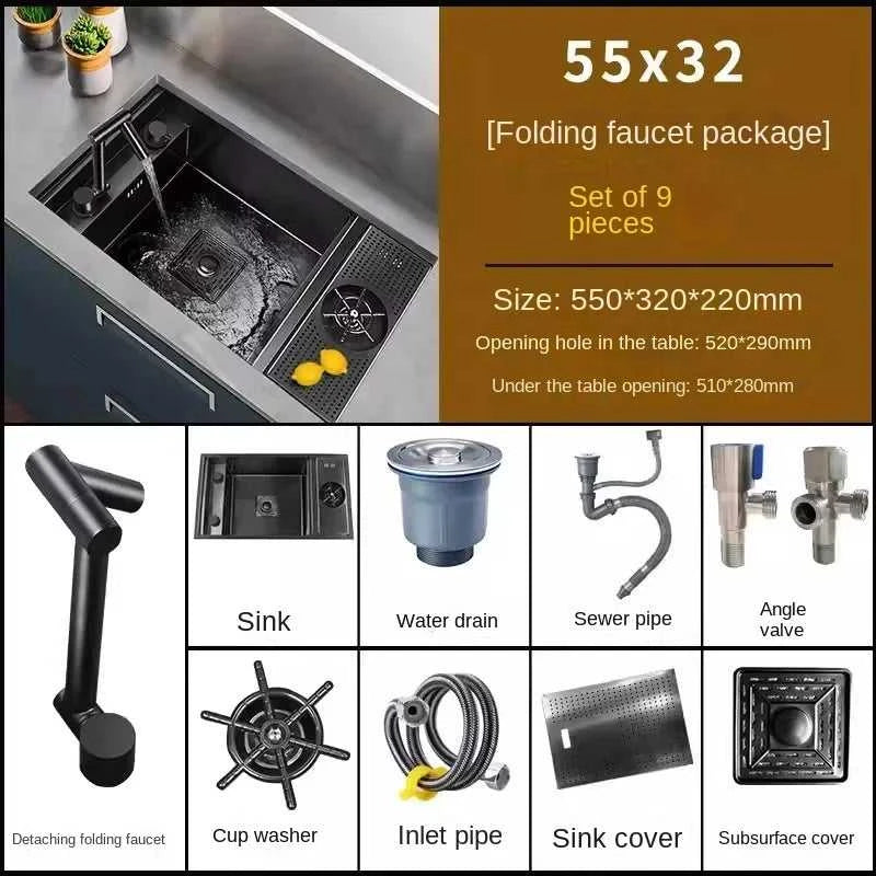 55cmx32cm 304 Nano Stainless Steel Hidden Sink Folding Faucet with Large Single Slot and Cover Plate Bar Counter Cup Washer The jack market .AU The jack market .AU Home $ 237 14:200004890#55cmx32cm;200007763:203372089