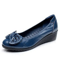 CEYANEAOSpring and autumn shallow mouth drill mother shoes leather soft the elderly with a single shoes casual comfortable women