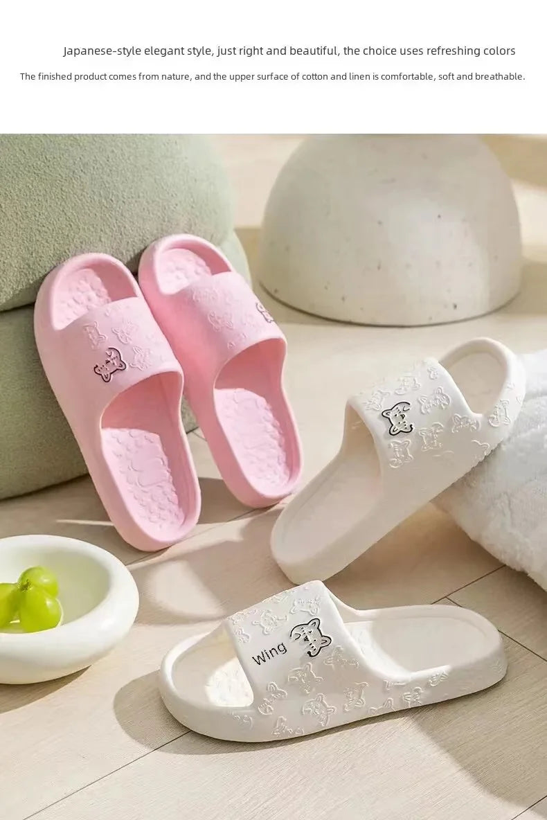 Women Summer EVA Slippers Indoor Home Bath Non Slip Soft Wide Comfort Couple Slippers Unisex Outdoor Beach Flip Flops Men Slides
