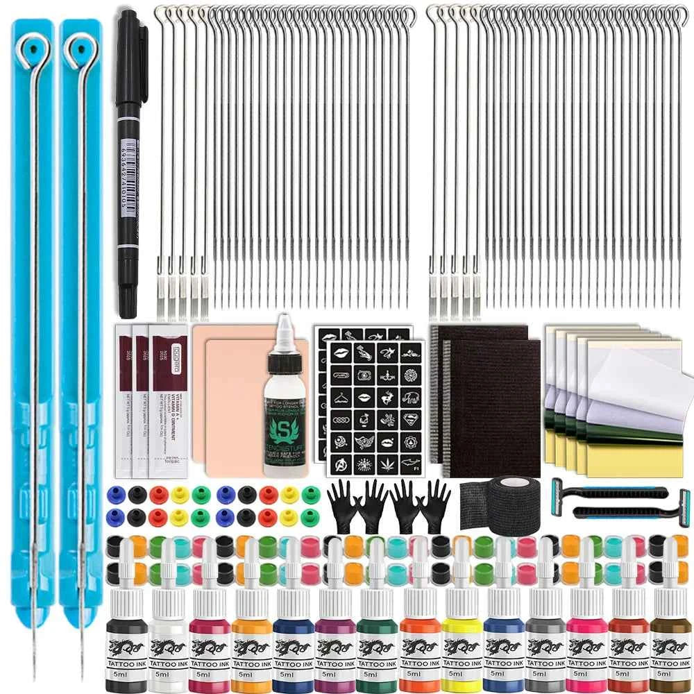 3D Hand Poke Tattoo Kit - Complete DIY Body Art Set with Needles, Ink Cups, Pigments & Bandages for Beginners