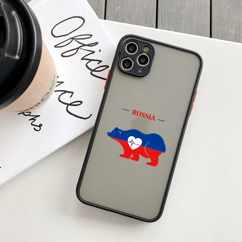 Fashion Russian Flags Emblem Phone Case for IPhone 16 15 12 11 13 14 Pro Max Mini X XR XS 7 8 Plus Russia Elements Cover Funda
