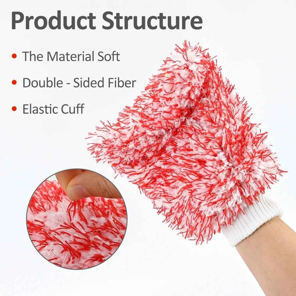 BEAR FORCE Double-Sided Fiber Cleaning Gloves, Soft Material with Elastic Cuffs, Multi-Purpose for Strong Dirt Absorption