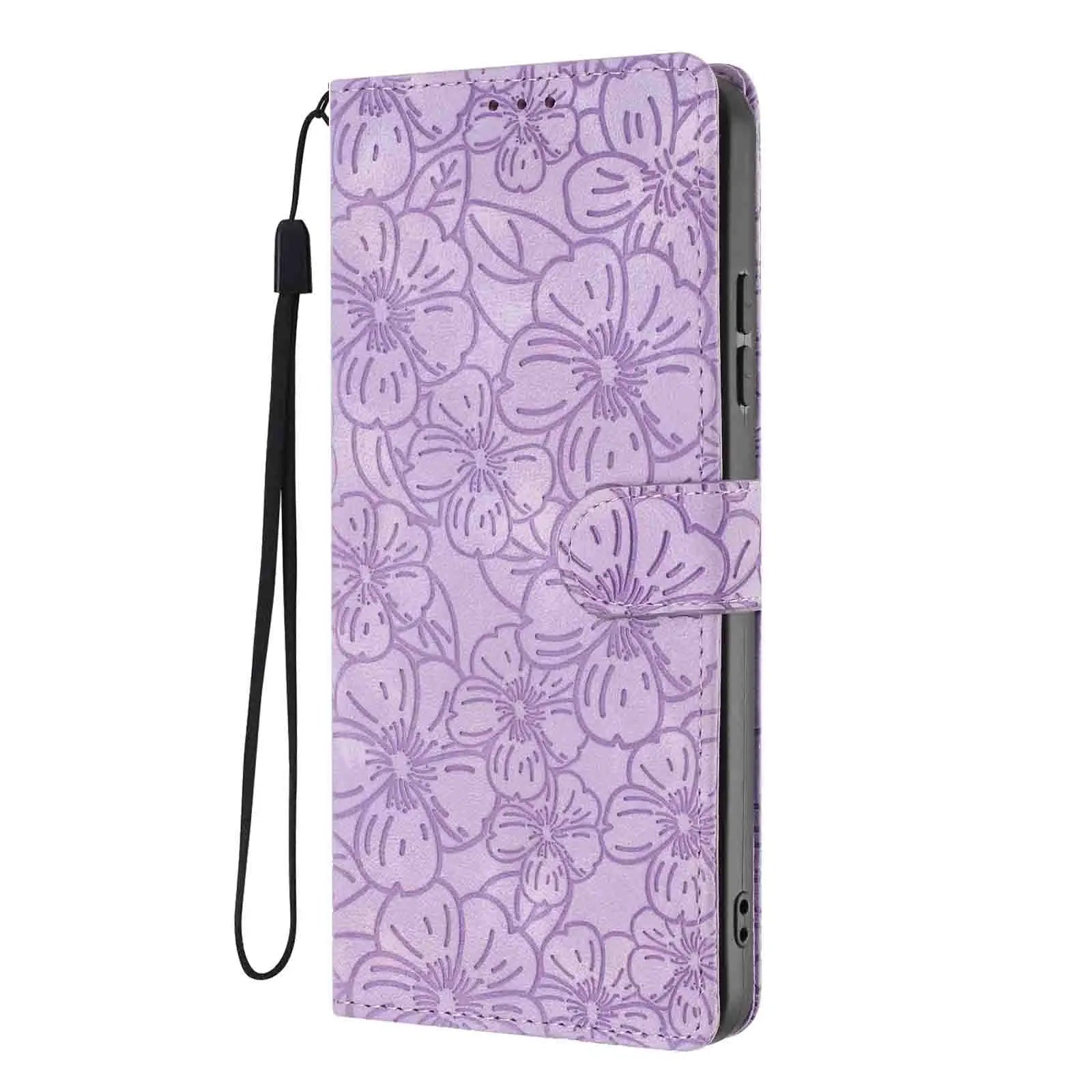 Edge Leather Flip Case for Motorola G73 G53 G13 G23 G62 G52 G32 G22 G31 G20 G41 - Cherry Blossom Design