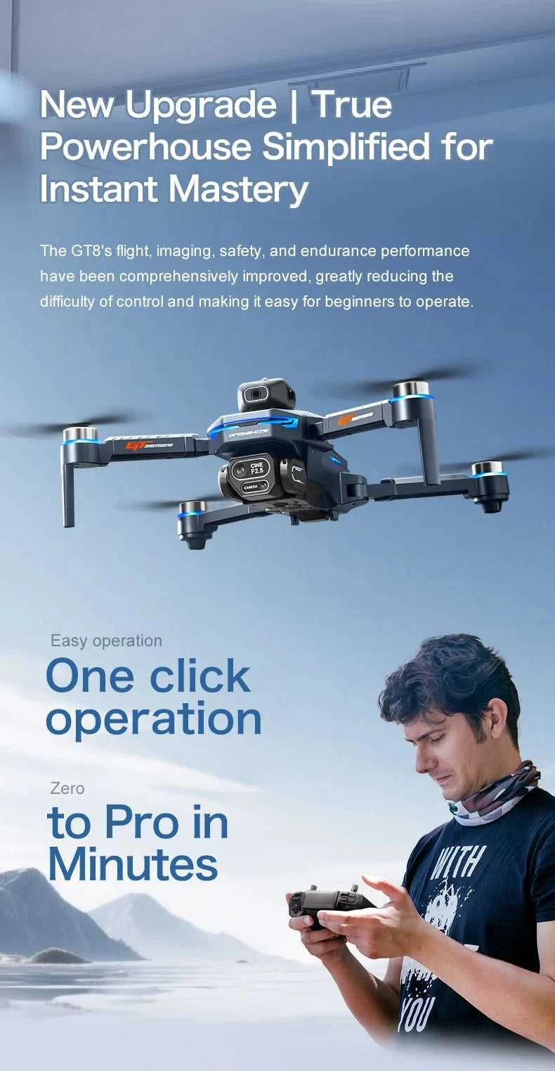 New GT8 Drone 8K Professional HD Dual Cameras Screen Remote 5G WIFI Brushless Motor Obstacle Avoidance Foldable Quadcopter Toys The jack market .AU The jack market .AU Drones $ 115 14:29#GT8 4K