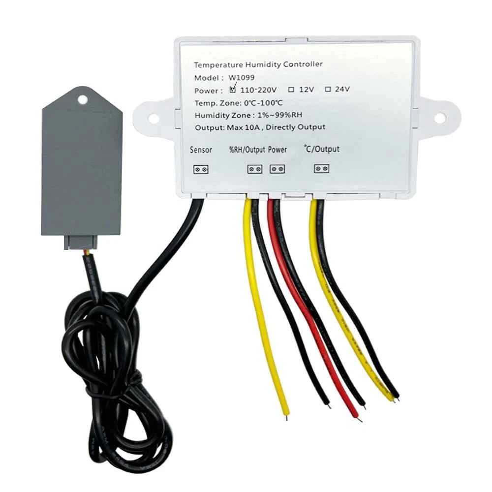 W1099 Digital Temperature & Humidity Controller for Egg Incubators - Dual Voltage 12V/24V & 110-220V