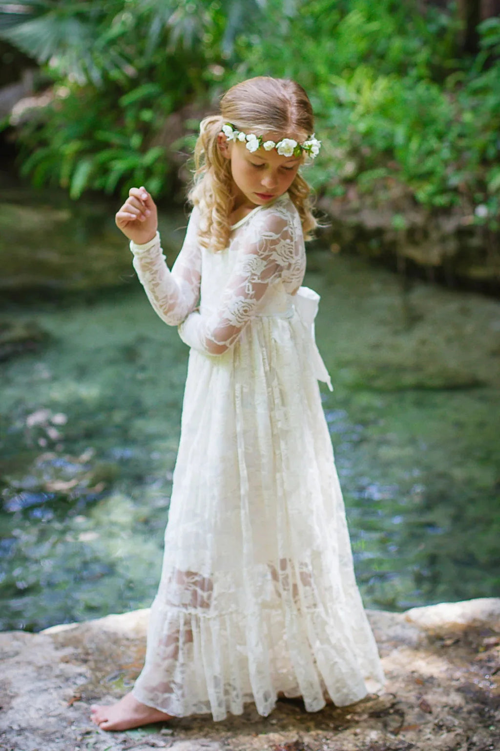 Princes Girls Lace Flower Girl Dress - Elegant Wedding Party Wear for Ages 2-12