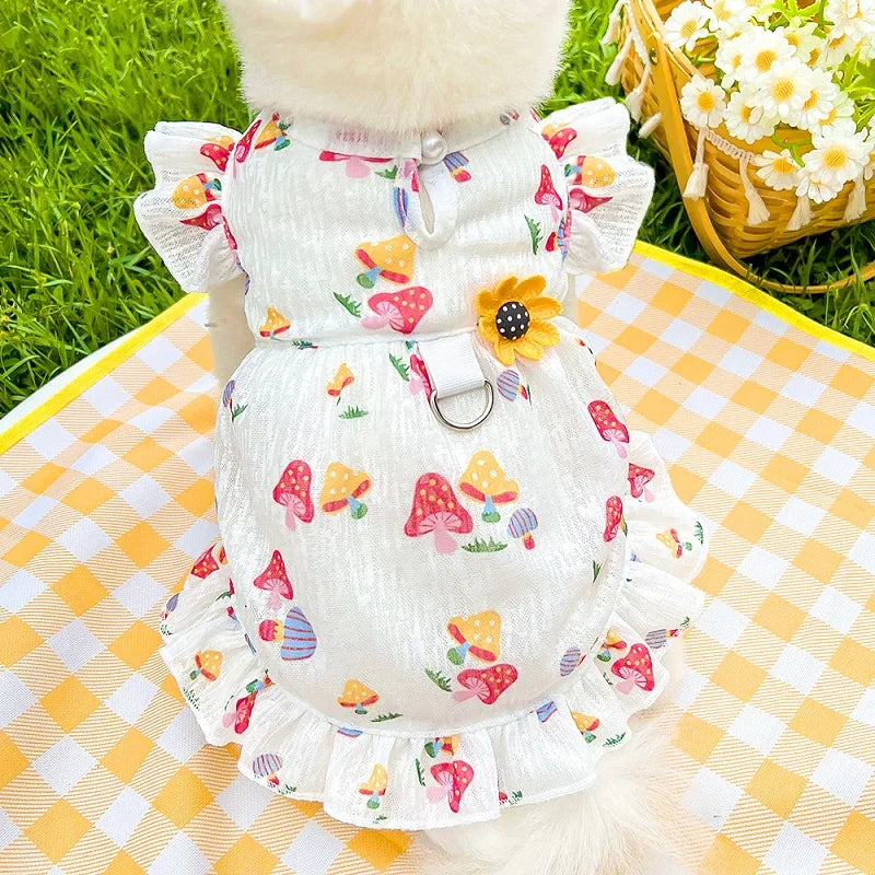 Pawfect Paws Summer Plaid Suspender Skirt Dress - Chic Pink Bow for Small Breeds like Chihuahua & Yorkie