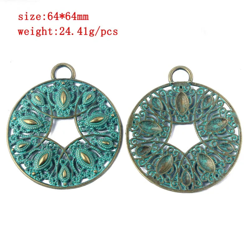 2pcs/lot Verdigris Patina Elephant/Heart/Leaf/Flower/Dragonfly/Butterfly/Swirl/Wing Pattern Pendant Fashion Jewelry Material