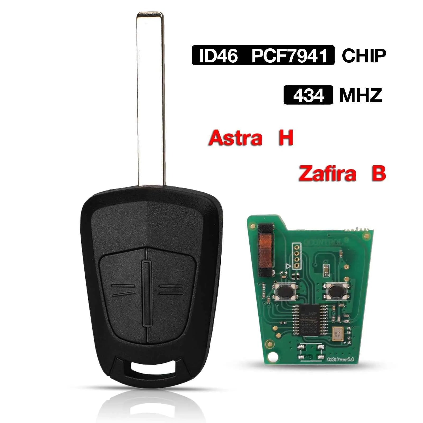 jingyuqin 433MHz PCF7941 Remote Car Key For Opel/Vauxhall Corsa D 07-12 Meriva B 10-13 Astra H 2004 - 2009 Zafira B 05-13