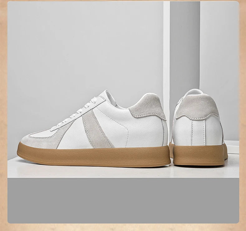Men Women Genuine Leather Casual Elevator Shoes Leisure Sneakers Sports Zapatos Mujer Men's Height Increasing Shoes Tennis Shoes
