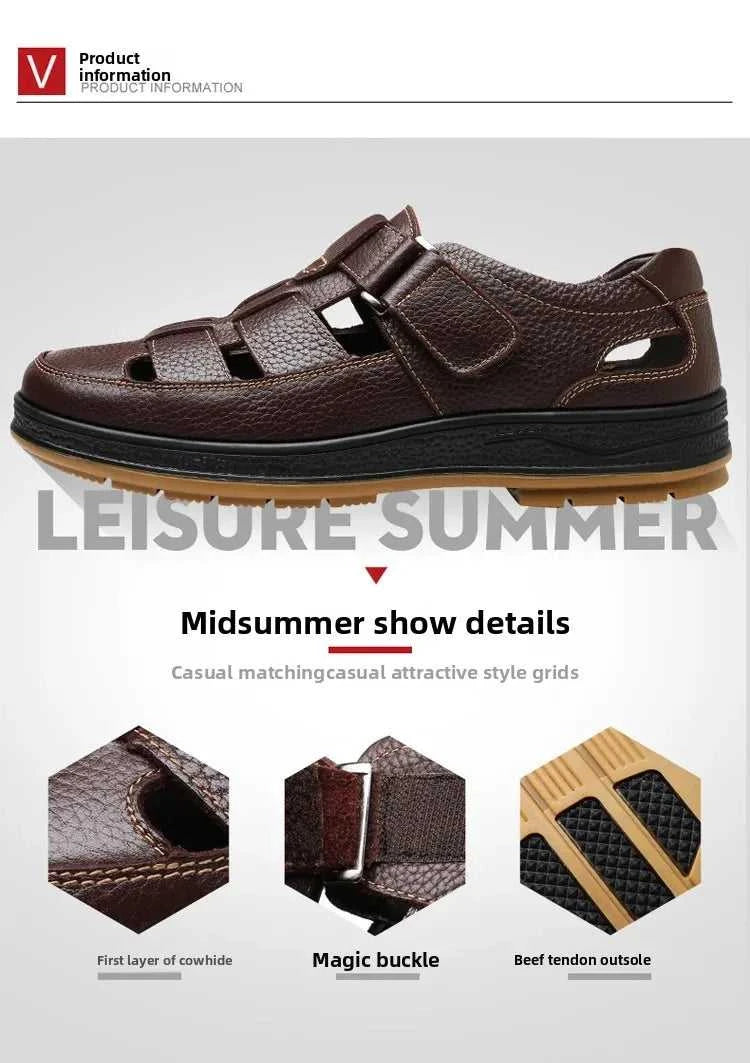 Men's Genuine Leather Sandals Breathable Summer Casual Shoes Soft Bottom Anti-Slip Hollow out Design Comfortable Dad Shoes The jack market .AU The jack market .AU Step Up Your Style: Trendy Shoes for Every Occasion! $ 74 14:193;200000124:200000364