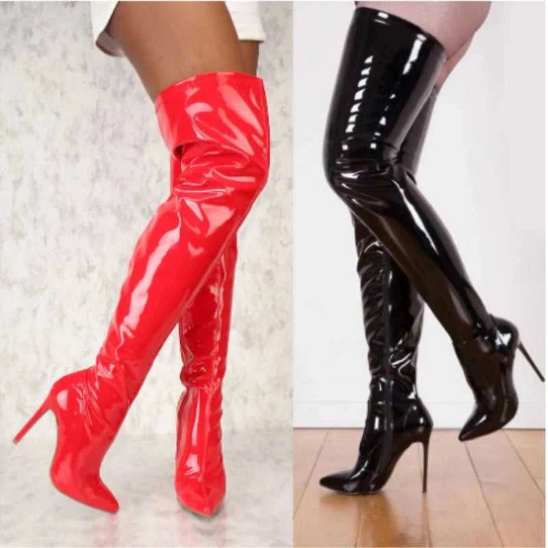 Elastic Thigh High Boots Women Red Thin Heels Over-the-knee Boot Sexy Zipper Nightclub Dance Ladies Long Latex Shoes Big Size 45 The jack market .AU The jack market .AU Step Up Your Style: Trendy Shoes for Every Occasion! $ 122 14:10#red;200000124:200000900