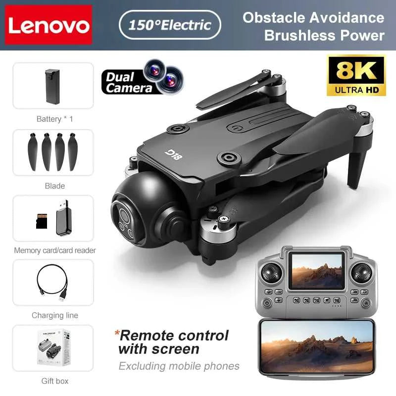 Lenovo D18 Drone 8K Aerial HD Dual Camera Intelligent Obstacle Avoidance Brushless Power GPS Return Screen Remote Control Drone The jack market .AU The jack market .AU Drones $ 105 14:1052#D18-8K HD-Grey