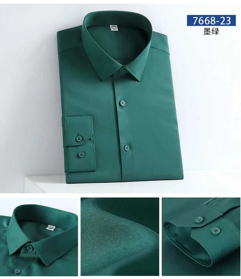 New Spring and Autumn Social Dress Ice Silk Long Sleeve Men's Shirt Business No Iron Casual Fit Pure White High Quality The jack market .AU The jack market .AU Men Fashion $ 41 14:771#21;5:100013888