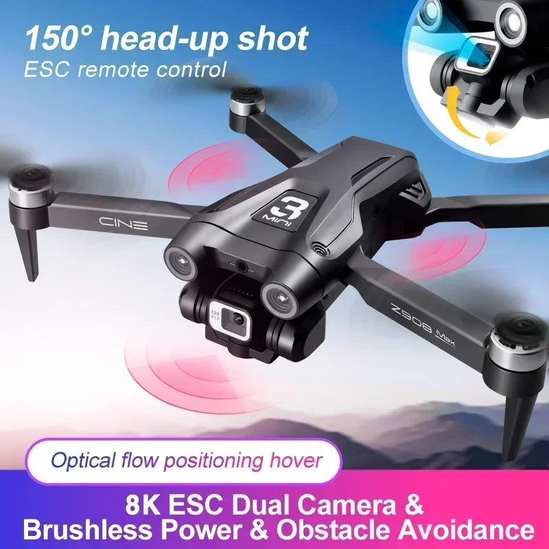 Z908 Pro Max Outdoor Drone Dual Camera Professional Brushless Motor GPS Optical FlowObstacle Avoidance Folding Quadcopter 8K