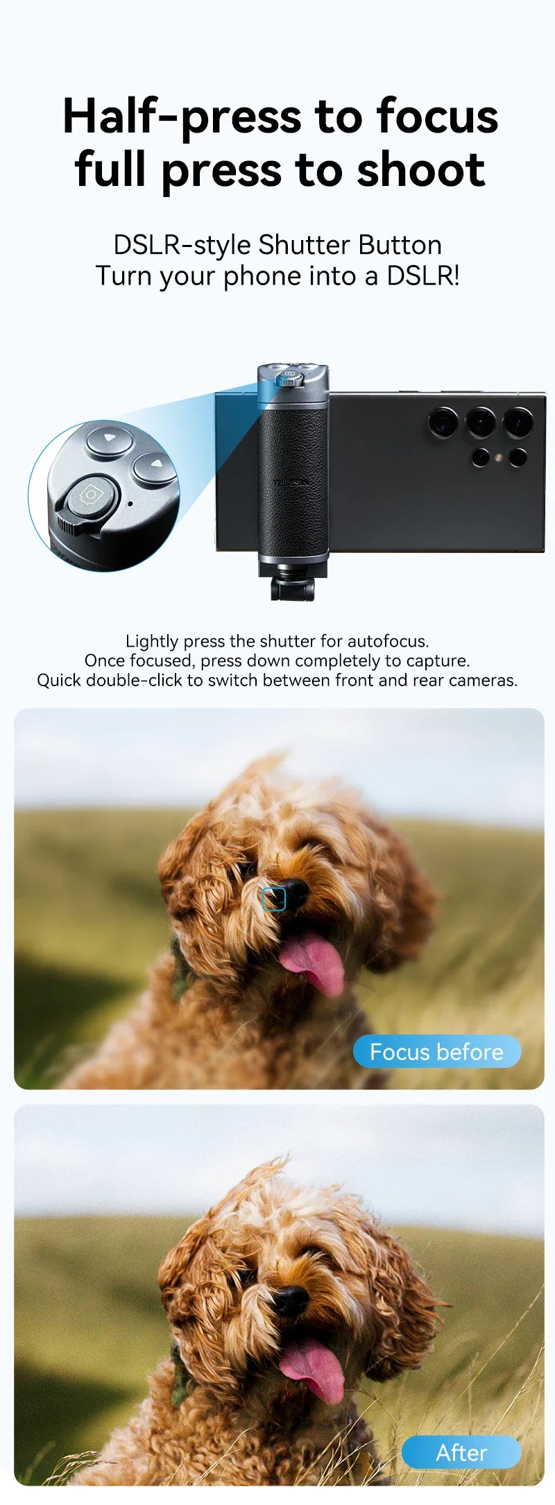 TELESIN Phone Camera Multi-function Selfie Handle Bluetooth Phone Stand Selfie stick Remote Control Adapter Grip Handle Holder