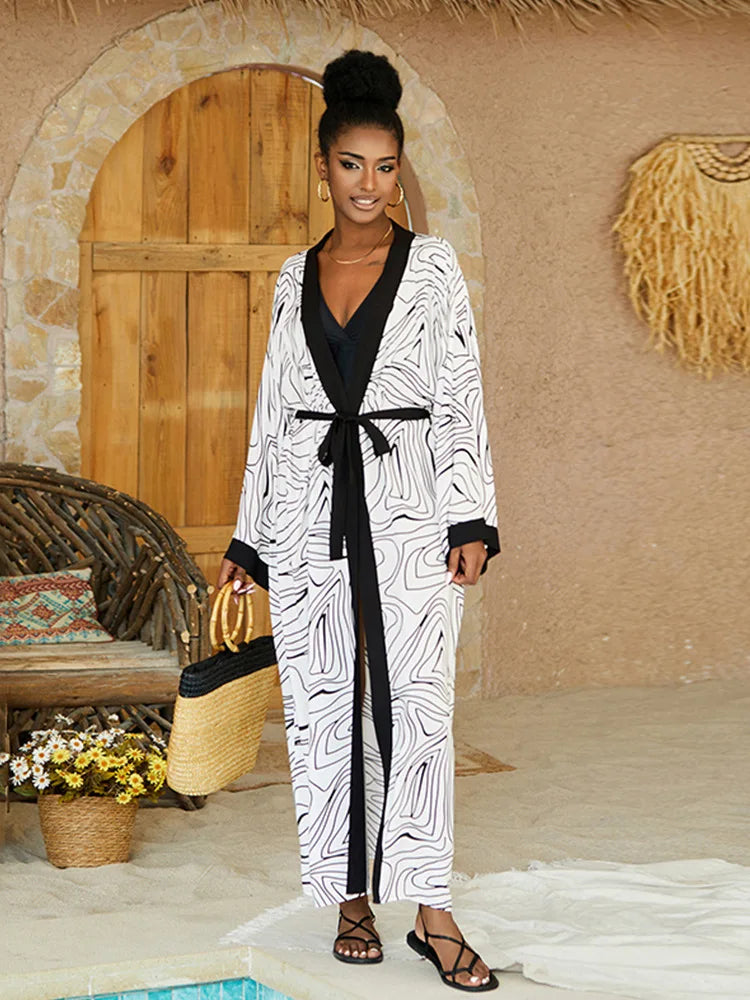 2026 Women's Kaftan Beach Cover-Up Dress - Stylish Long Tunic for Summer Bikinis & Beachwear