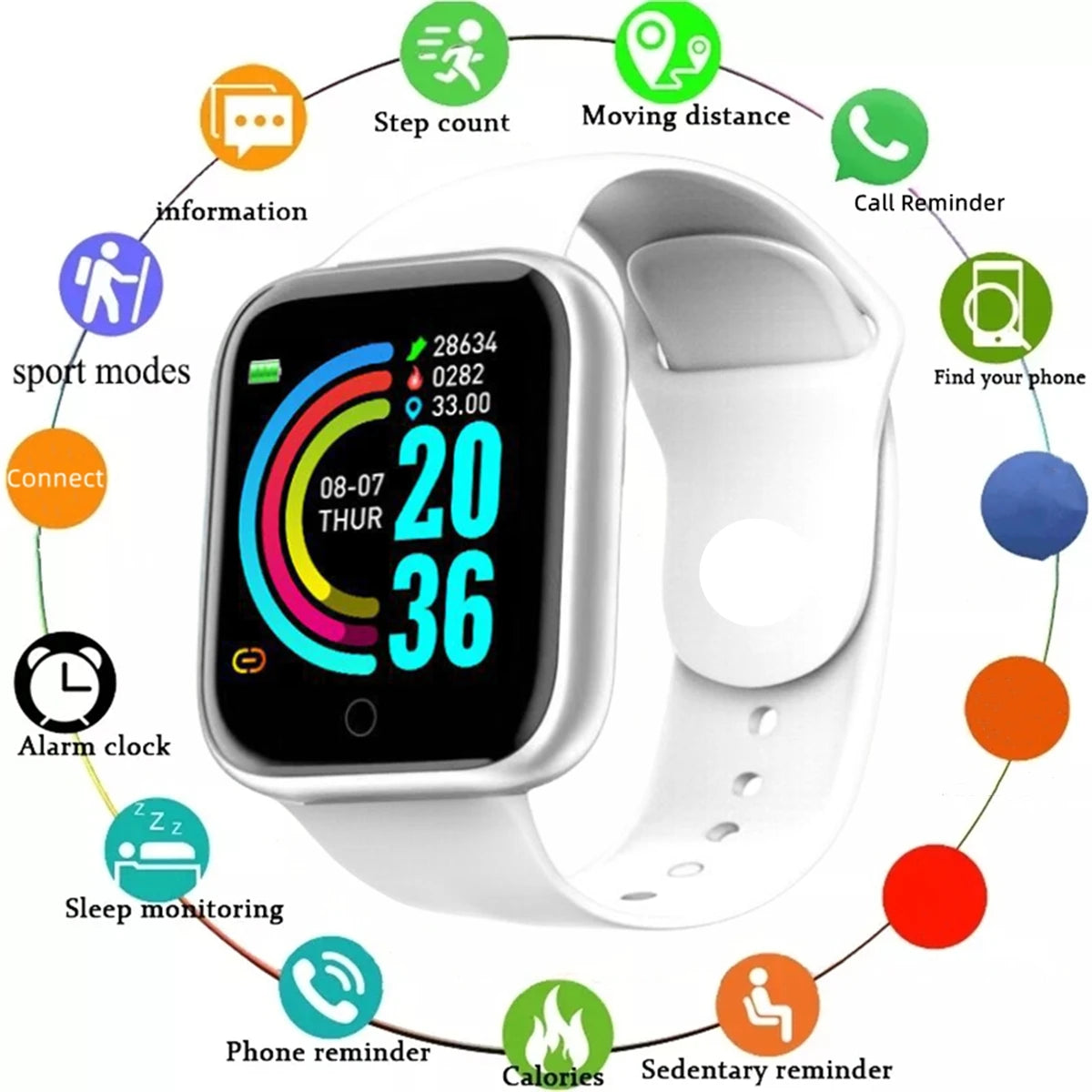 Smartwatch Men Women Wristwatches Smart Watch Message Fitness Monitor Bracelet Birthday Gift Electronic Clock For Android IOS - Jack market 1988Jack Market 1988